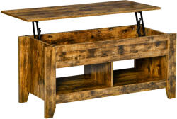 HomCom Ipari stílusú dohányzóasztal, Homcom, Forgácslap, Tárolórekesz, 105 x 50 x 49 cm, Barna