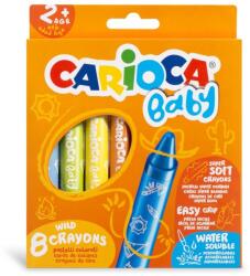CARIOCA Creioane cerate, rotunde, solubile in apa, 8 culori/cutie, CARIOCA Baby Wild Crayons 2+ (CA-42892) - vexio