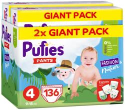 pufies Scutece chilotei Pufies Fashion & Nature - Mărimea 4, 136 bucăți, 9-15 kg, Giant Pack (3800024036446)