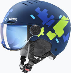 uvex Cască de schi pentru copii UVEX Rocket Visor Jr blue puzzle matt/mirror blue/smoke
