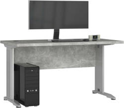 AKORD BM-135 irodai asztal, 135 cm, betonhatású, fém lábakkal, önállóan összeszerelhető, laminált lap anyag, ABS szegély, álló típus, szögletes dizájn, CLP bútorrendszer (BIUBM-135BET)