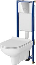 Cersanit City Wc-tartály Szett Falsík Mögötti Króm Nyomólap, Peremmentes Fali Wc, Wc-ülőke (szwz1007236282)