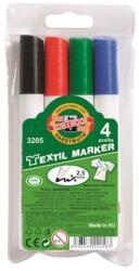 KOH-I-NOOR Markere Textile Groase, 4 Culori, Varf 5 mm, Koh-I-Noor (KH-K3205-04)