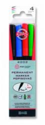 KOH-I-NOOR Marker Permanent, Varf Subtire, 4 Culori (KH-R4202-4P)