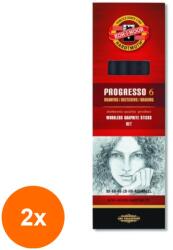 KOH-I-NOOR Set 2 x 6 Creioane Grafit fara Lemn Progresso (HOK-2xKH-K8915-06)