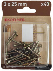 KOELNER 3x25 mm-es faforgácslapcsavar 40db/bliszter (B-UC-3025) (51624)