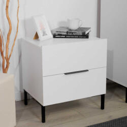 Adore Noptiera Adore Oryana, 2 sertare, Alb - Nuc, 55x59x44 cm (KMD-1720-DD-1)
