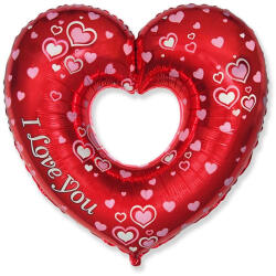Flexmetal Fólia lufi, nyitott szív, 14", feliratos