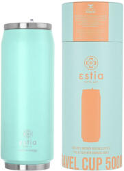 Estia Home Art Travel Cup Save the Aegean Reciclabil Pahar Termos Oțel inoxidabil / Plastic Fără BPA 500ml Bermuda Green cu Pai 01-9786 (01-9786)