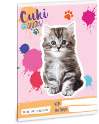 Ars Una Cuki állatok tűzött füzet A/5, 32 lap vonalas 3. osztály (12-32), perzsa cica (macska), 2025 (ARS-53604989)