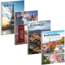 Ars Una Cityscape spirál füzet A/4, kockás, 60 lapos, többféle (ARS-53904829) - mesescuccok