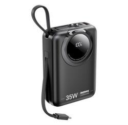 REMAX SCUBA încărcător de urgență Type-C + priză fulger (20000mAh, 35W, încărcător rapid PD, afișaj LED + cablu fix Type-C) NEGRU (RPP-73)