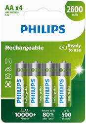 Philips nikkel-fémhidrid (NiMH) újratölthető elem AA 2600mAh - 4db