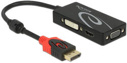 Delock Adapter Displayport 1.2-Dugós Csatlakozó - VGA / HDMI / DVI-Csatlakozóhüvely 4K Passzív Feket