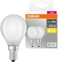 OSRAM Base matt üveg búra, 4W, 470lm, 2700K, E14 LED kisgömb izzó 2 db