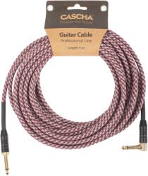 Cascha Professional Line Guitar Cable, Angled, Tweed Red, 9 m