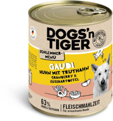  Dogs'n Tiger 6x800g Dogs'n Tiger ínyenc menü Csirke, pulyka, áfonya & édesburgonya nedves kutyatáp