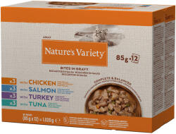 Nature's Variety 12x85 g Nature's Variety Bites szószban nedves macskaeledel vegyes csomag (4 változattal: csirke, lazac, pulyka, tonhal)