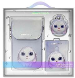 Nimmy Nagyszemű Állatka 2.0 Nyúl 3 az 1-ben Telefontáska + Pénztárca + Tracker Tok - Lila