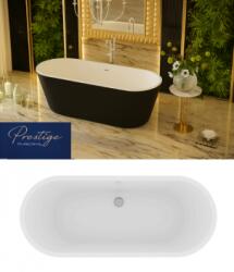 M-Acryl Victory szabadon álló matt fekete akril kád 170x70 KÁD + ELŐLAP (matt fekete) + LÁB + Króm lefolyó klick-klack/ Új (12620)