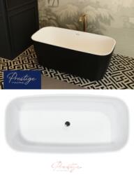 M-Acryl Jasmine szabadon álló matt fekete műmárvány kád 151x72 + ELŐLAP (matt fekete) + LÁB/ Króm click-clack (12603)