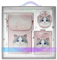 Nimmy Big Eyed Pet 2.0 Macskás 3 az 1-ben Telefon Táska + Pénztárca + Tracker Tok - Rózsaszín