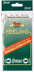 SENSAS Feeling 3012 Piros 18cm 0, 07mm 22 Monofil Előkötött Horog 8db (55031)