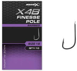 Matrix X4B Finesse Pole 18 Barbed Lapkás, Szakállas Horog 10db (GHK213)