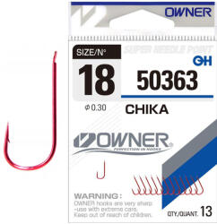 Owner Hooks Chika 50363 18 Lapkás, Szakállas Keszegező Horog 13db (O50363-18)