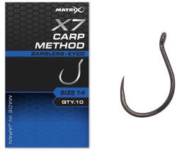 Matrix X7 Carp Method 16 Barbless Füles, Szakáll Nélküli Horog 10db (GHK189)