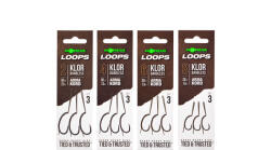 Korda Loop Rigs Klor 2B Füles, Szakállas 50lb Fonott Előkötött Horog 3db (KRR015)