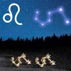  Oroszlán Arany tónusú Emporia Ötvözetű Fülbevaló Fehér Emporia® Kristállyal, LGP0258