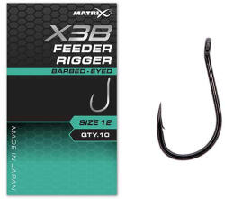 Matrix X3B Feeder Rigger 12 Barbed Füles, Szakallás Horog 10db (GHK210)
