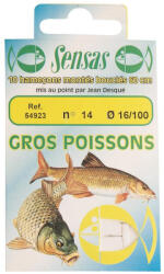 SENSAS Big Fish Strong Wire 60cm 0, 1mm 18 Monofil Előkötött Horog 10db (54924)