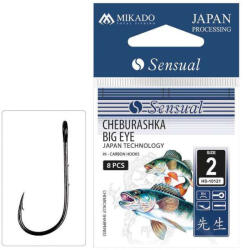 Mikado Cheburashka Big Eye 4 Füles Szakállas Egyágú Ragadozóhalas Horog 9db (HS10121-4-BN)