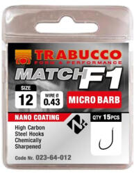 Trabucco F1 Match 16 Lapkás, Szakállas Horog 15db (023-64-016)