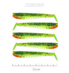 Nevis Impulse Shad 7, 5cm 3, 05gr 5db/cs Zöld-Narancs Flitter Plasztik csali (9721-846)