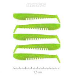 Nevis Impulse Shad 7, 5cm 3, 05gr 5db/cs Fluo Zöld Flitter X2 Plasztik csali (9721-842)