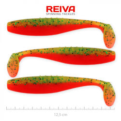 Reiva Flat Minnow shad 12, 5cm 3db/cs (Zöld-Narancs Flitter) Plasztik csali (9902-122)
