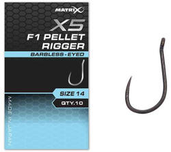 Matrix X5 F1 Pellet Rigger 18 Barbless Füles, Szakáll Nélküli Horog 10db (GHK181)