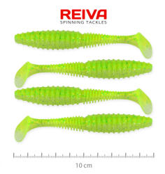Reiva Zander Power Shad 10cm 7, 05gr 4db/cs (Fluo Zöld Flitter I. ) Plasztik csali (9901-142)