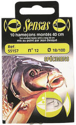 SENSAS Specimen 40cm 0, 18mm 12 Monofil Előkötött Horog 10db (55157)
