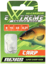 Nevis Ezüst 8 10db/csomag Füles Szakállas Monofil Előkötött Pontyozó horog (4140-008)