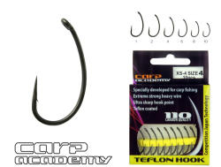 Carp Academy Teflon Hook XS-4 Fekete 1 10db/csomag Füles Szakállas Bojlis horog (5604-001)