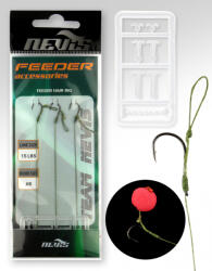 Nevis Feeder fonott előke Fekete 8 3db/csomag Füles Szakállas Monofil előkötött horog (8103-208)
