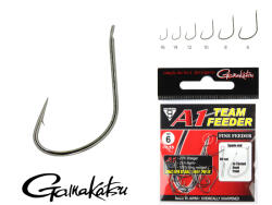 Gamakatsu A1 Team Feeder Fine Feeder Fekete 12 15db/csomag Lapkás Szakállas Feeder horog (185076-012)
