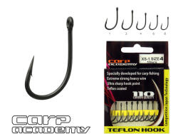 Carp Academy Teflon Hook XS-1 Fekete 1 10db/csomag Füles Szakállas Bojlis horog (5601-001)