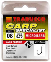 Trabucco Carp Specialist 10 Lapkás, Szakállas Horog 15db (023-68-110)
