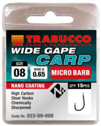 Trabucco Wide Gape Carp 08 Lapkás, Szakállas Horog 15db (023-69-008)