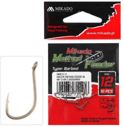 Mikado Method Feeder W/Barb 6 Arany Füles, Szakállas Pontyozó Horog 10db (HMF12-6)